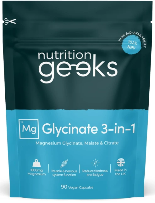 Nutrition Geeks Magnesium Glycinate 3-in-1 Complex - 1800mg Supplements